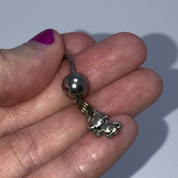 Mouse Dangle Belly Ring - Picture 6 of 13